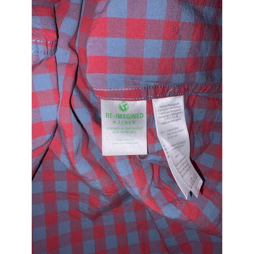J.Crew "Flex Washed" Slim Untucked Gingham Shirt - Mens Size S - Red And Blue - Picture 6 of 8